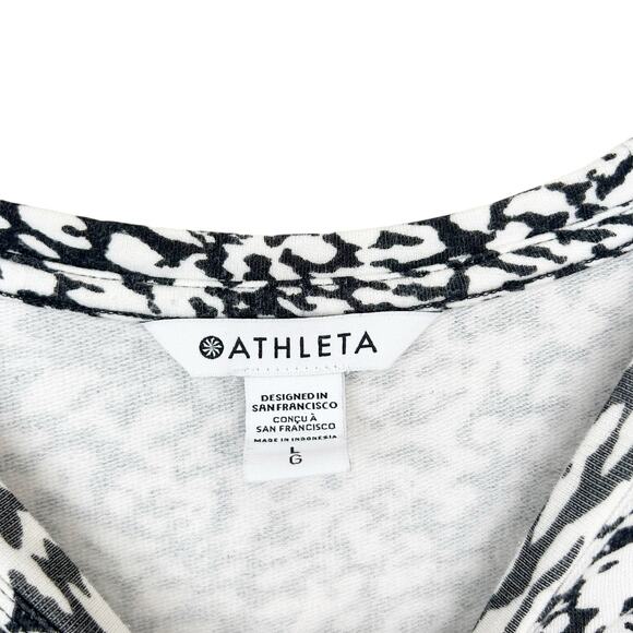 Athleta Black White Printed Balance Pullover Sweater Sz L - Picture 2 of 5
